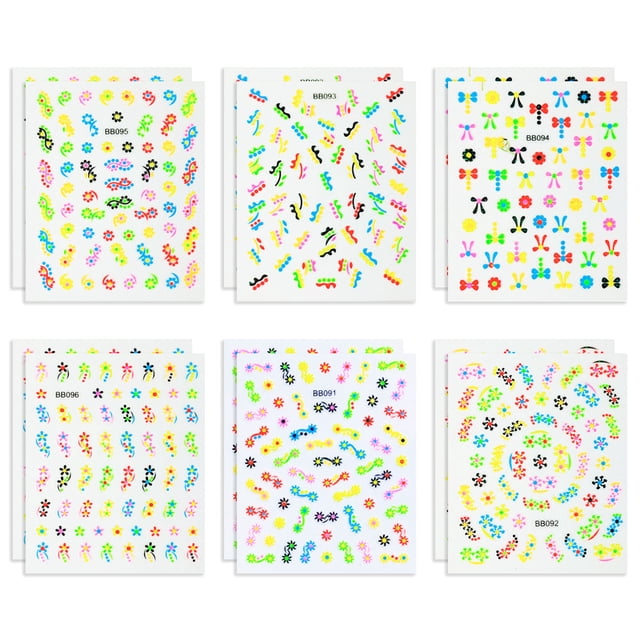 12 hojas de pegatinas para decoración de uñas, pegatinas autoadhesivas para uñas para mujeres y niñas, brillan en la noche, decoración de uñas DIY, 6,2*5,3 cm
