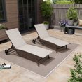 thumbnail image 3 of Pellebant 2 PCS Outdoor Chaise Lounge Aluminum Patio Recliner Chairs with 2 Wheels Beige, 3 of 10