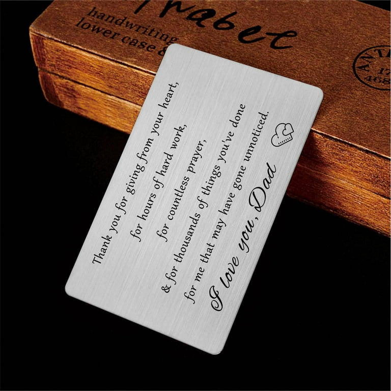 Dad Wallet Card,Dad Birthday Card To Father Engraved Wallet Insert Card,Engraved Love Note For Dad Men Metal Wallet Insert Card Gift For Daddy Christmas Fathers Day Gift For Papa From Daughter Son