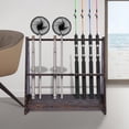 thumbnail image 3 of Fichiouy 10 Holes Wooden Pool Cue Rack Floor Free Standing Pool Stick Holder 35mm Aperture, 3 of 10