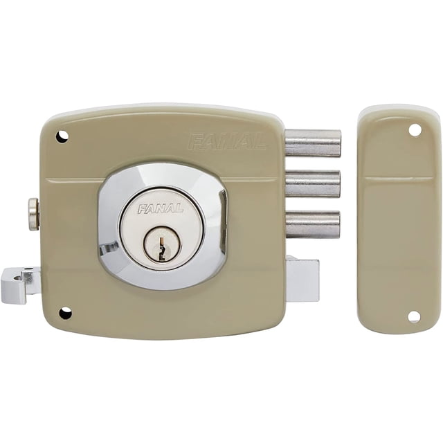 Cerradura de Sobreponer Derecho Pestillo Sencillo Fanal 91010-347 Beige