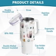 thumbnail image 4 of SKYSONIC Insulated Tumblers with Lids and Straws Handles 40oz Water Bottle Cute Hedgehog White Travel Mug Reusable Stainless Steel Thermos Vacuum, 4 of 7