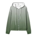 thumbnail image 7 of Pxxlle Trendy Hoodies for Women Plus Size Zip Up Hooded Sweatshirt Gradient Graphic Hooded Jacket Fall Winter Long Sleeve Sweatshirts with Pockets Green L, 7 of 7