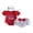 Red, variant on Infant Baby Toddler Girl Outfit for 4th of July 3 6 12 18 Months Crew Neck Ruffle Short Sleeve Letters Firework Print Romper Layered Skort and Headband