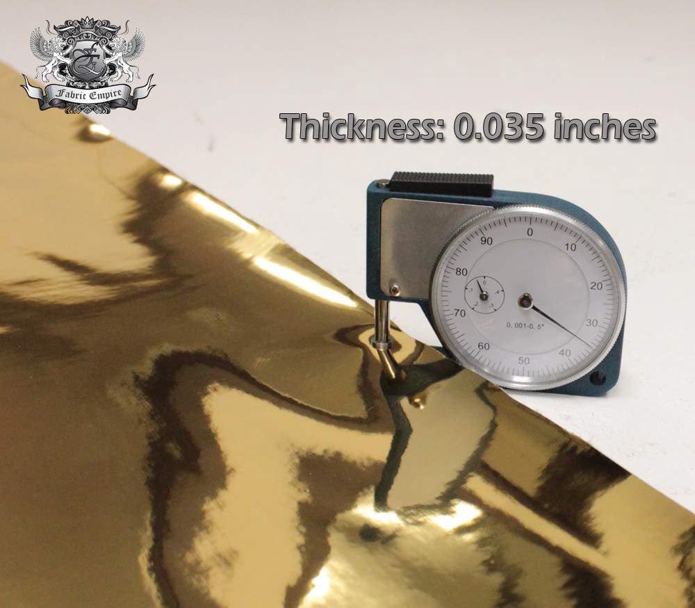 CHROME MIRROR Glossy Vinyl TPU Leatherettes Fabric Fake Leather 54" wide for Shoes Bags Clothing Upholstery Sewing Patchwork & Craft Applique (Sold by the Yard) - Gold