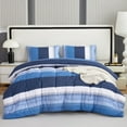 thumbnail image 1 of Perfemet Navy Blue Full Comforter Set, Striped Full Size Bedding Sets, Blue, 1 of 9
