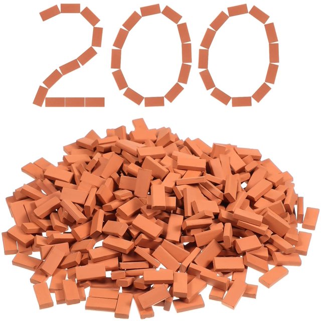 HAHADAXA 1/35 Scale 200 PCS Mini Bricks Tiny Bricks for Landscaping Red Miniature Bricks Model Brick Wall Small Bricks for Crafts Realistic Fake Bricks Mini Blocks for Dollhouse Garden (200+-