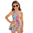 thumbnail image 4 of Xoenoiee Colorful Cherry Blossom Pattern Swim Dress for Girls Sleeveless One-Piece Swimsuit with Built-in Skirt, Full Coverage Swimwear for Swimming Beach Vacation, 3-4 Years, 4 of 7