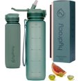 thumbnail image 1 of Botella de agua Hydracy con marcador de tiempo y pajita - Botella motivacional grande de 32 onzas sin BPA con tiempos para beber - Sin funda para el sudor - Tapa a prueba de fugas - Ideal para deporte, 1 of 1