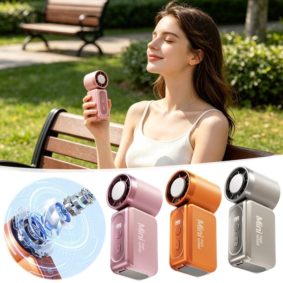 Msgweeeg Handheld Fan Ventilador Portatil Mini Handheld Fan 199- Adjustable Portable Fan with Digital Display USB Rechargeable Pocket Fan with Lanyard