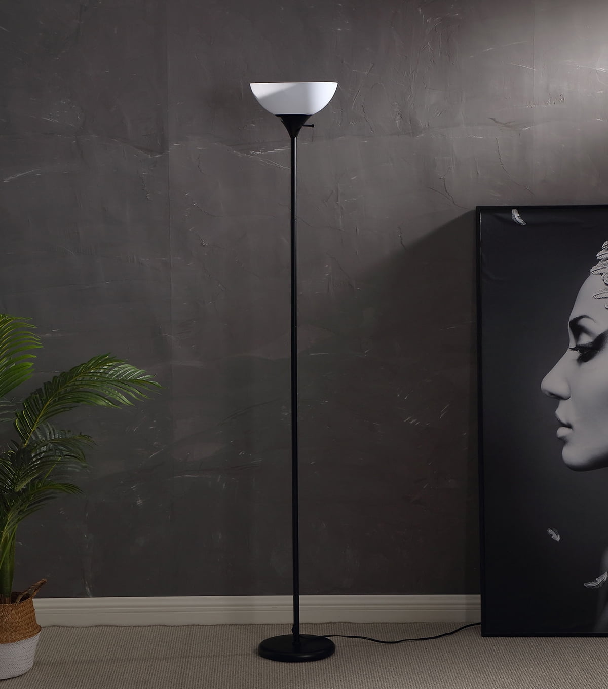 Brightech Sky Dome 72 in. Black Torchiere LED Uplight Floor Lamp