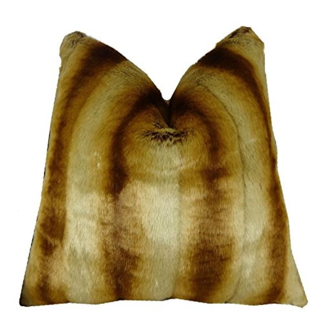 Plutus Sheared Chinchilla Handmade Throw Pillow, (Double sided 20" x 30" Queen)