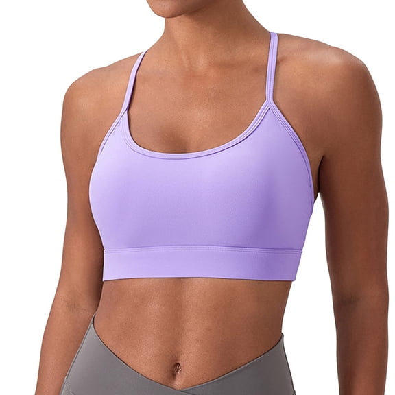 Smooth Sports Bras For Women Workout Tops Y Back Padded Yoga Bra Basic Wireless Bra,Color:Purple