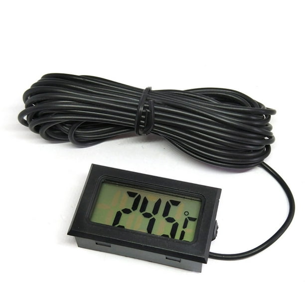Sidaley Termómetro digital Sonda 1M Sensor Humedad LCD 5V 12V Refrigerador de coche Incubadora Higrómetro Medidor Tanque de peces al aire Electrónica Negro