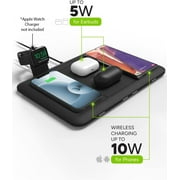 mophie 4-in-1 Wireless Charging Mat for Apple iPhone AirPods & Watch Samsung Galaxy Google Pixel and all Qi-Enabled Devices Additional USB-A Port Intuitive Design Includes Apple Watch Adapter