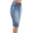 thumbnail image 5 of Fashion2Love Womens Junior Plus Size Juniors below Knee Length Midi Pencil Ripped Denim Skirt, 5 of 9
