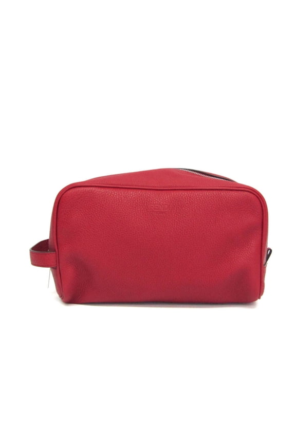 Pre-Owned Fendi 7AS378 Women,Men Leather Clutch Bag,Pouch Red Color (Good)