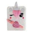 thumbnail image 1 of 1 Set DIY Unicorn Plush Notebook With Pen Cute Furry Journal Diary Girls Teens Kids Writing Notepads For Travel School Scrapbooking Stationery For Wom, 1 of 3