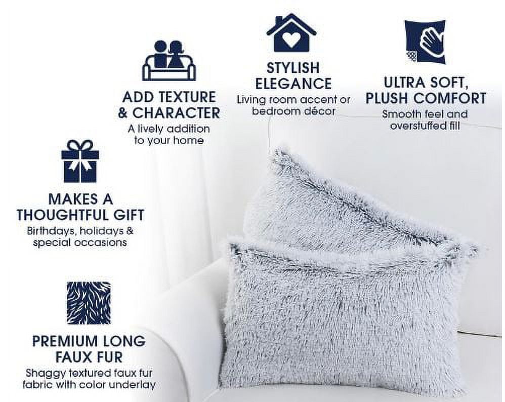 Cheer Collection Luxurious Faux Fur Throw Pillows Set Of 2 - Rust (12 X  20) : Target