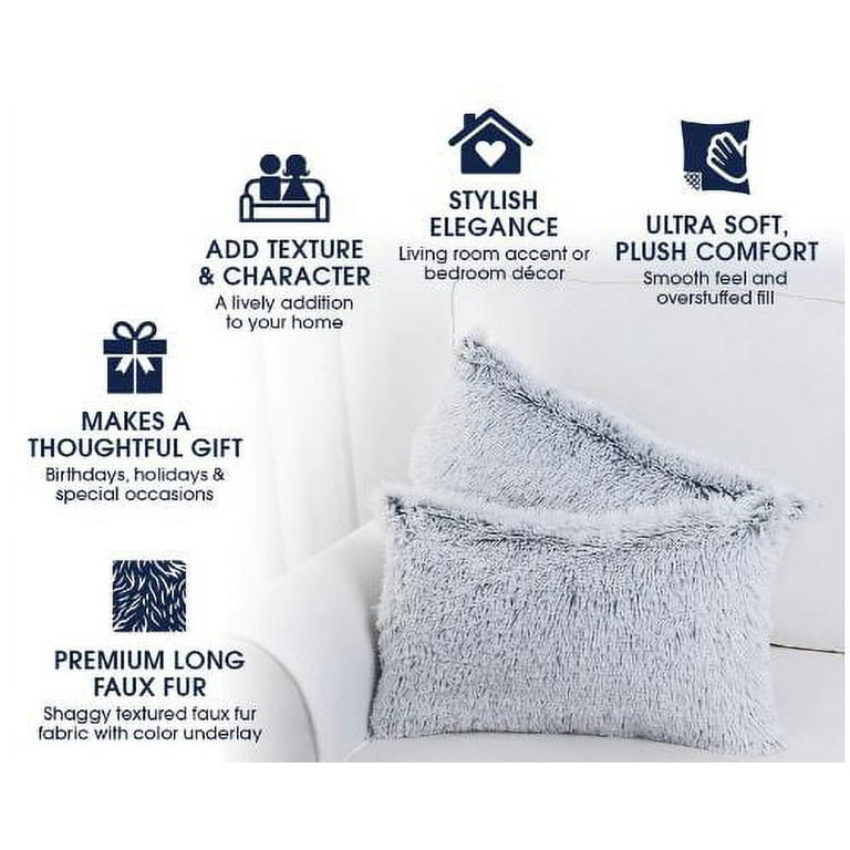 Cheer Collection Set of 2 Decorative Throw Pillows Reversible Faux Fur to  Microplush - 20x20, 1 - Fry's Food Stores