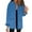 Blue, variant on HAiming Women's Long Sleeve Jacket Trendy Lapel Button down Shirt Coat Fall Winter Casual Loose Outerwear with Pockets