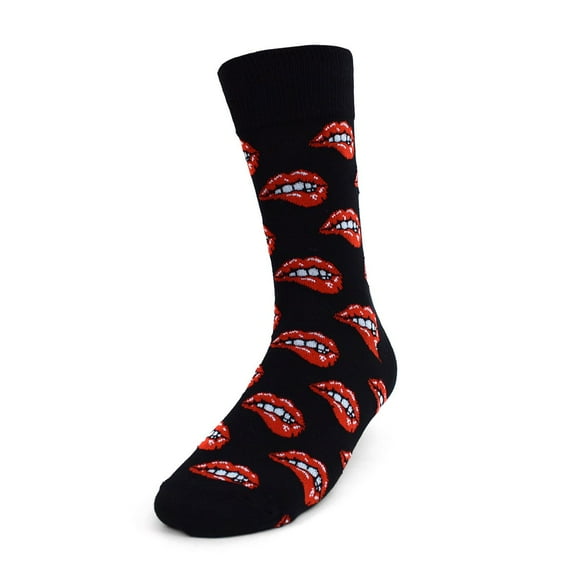 Urban-Peacock Men's Novelty Fun Socks - Sexy Lip Bite - Black - 1 Pair