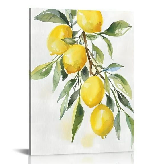 Pratyus Lemons Branch Watercolor Canvas Wall Art Modern Prints Home Decoration Gift Idea 12x16in