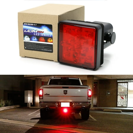 iJDMTOY Red Lens 15-LED Super Bright Brake Light Trailer Hitch Cover Fit Towing & Hauling 2