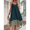 thumbnail image 5 of Women'S Boho Color Block Long Dress Hawaii Flowy Spaghetti Strap Dresses Green L, 5 of 9