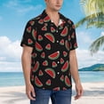 thumbnail image 5 of Xecao Watermelon print Hawaiian shirt - a stylish short-sleeve button-down for men, perfect for casual beach and tropical outings., 5 of 9