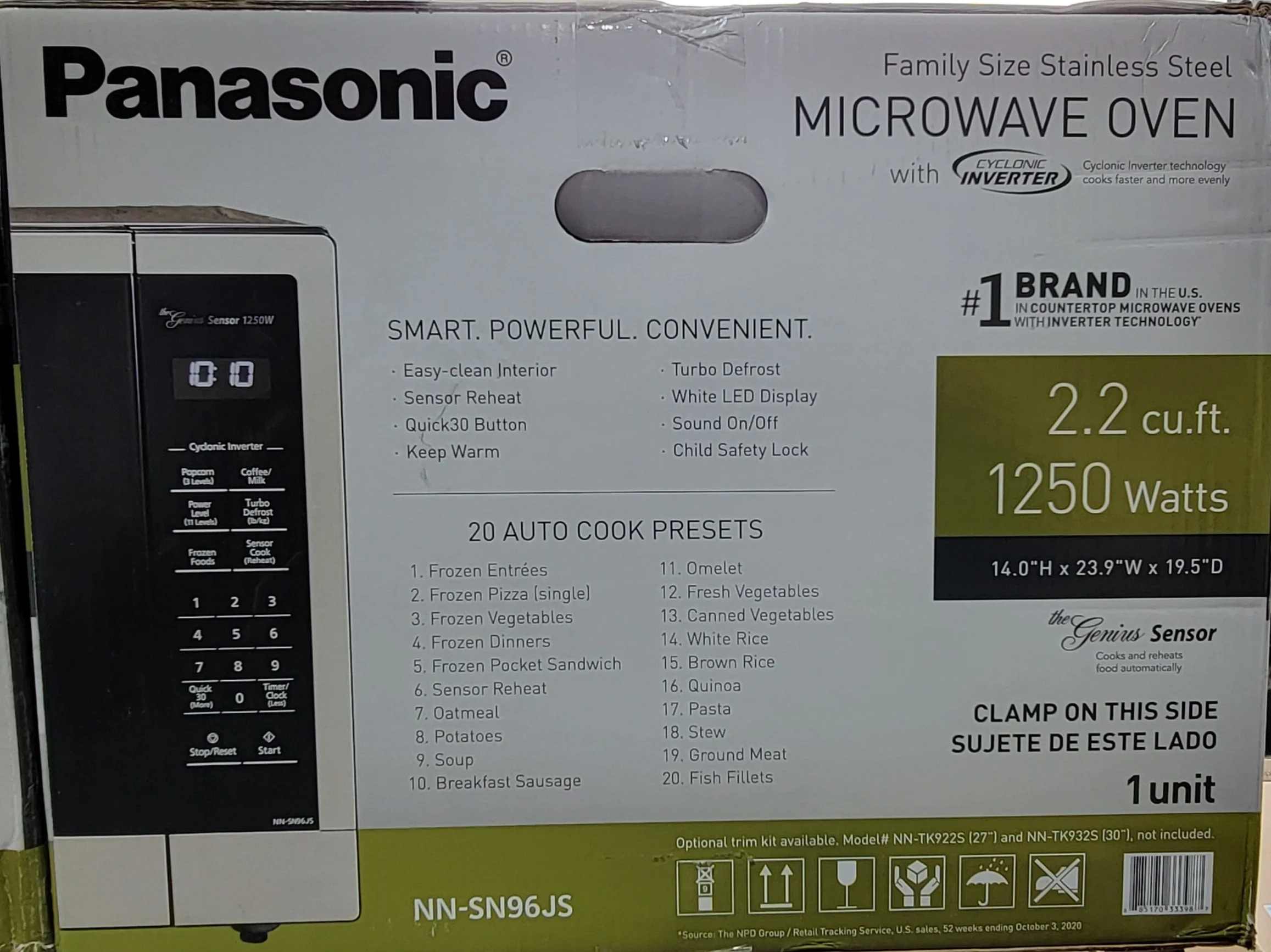 Panasonic Microwave Oven 2.2 cu ft 1250 Watts NN-SN96JS Stainless Steel Countertop