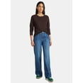 thumbnail image 2 of Time and Tru Women's Seamed Wide Leg Jeans, Sizes 0-20, 2 of 5
