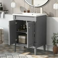 thumbnail image 3 of 24'' Bathroom Vanity with Top Sink, 2-Tier Modern Bathroom Vanities Combo Storage Cabinet, Stand Storage Bathroom Vanity Cabinet for Bathroom & Small Space, Grey, 3 of 9