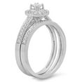 thumbnail image 2 of Dazzlingrock Collection 0.45 Carat (ctw) 14K Princess & Round White Diamond Halo Bridal Ring Set 1/2 CT, White Gold, Size 10, 2 of 4