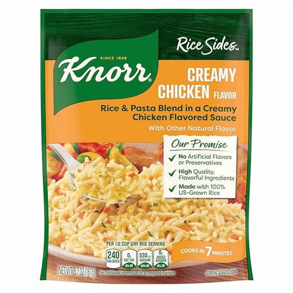 Pack of 1 Knorr Rice Sides Creamy Chicken Long Grain Rice and Vermicelli Pasta Blend For a Tasty Rice Side Dish No Artificial Flavors, No Preservatives, No Added MSG 5.7 oz