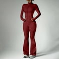 thumbnail image 6 of LIUJUNSHOP Women 2 Piece Outfits Tracksuit Set Long Sleeve Full Zipper Crop Jacket and Flare Pants Workout Set With Pockets Red M, 6 of 6