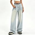 thumbnail image 4 of Yangnuo Women High Waist Pleated Gradient Washed Wide Leg Jeans Loose Fit Casual Denim Long Pants With Pockets, 4 of 5