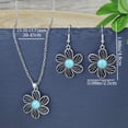 thumbnail image 7 of SmartBy 2Pcs/Set Ethnic Style Faux Turquoise Necklace Earrings Set Women Shining Rhinestones Inlaid Pendant Necklace Hook Earrings Jewelry Set, 7 of 7