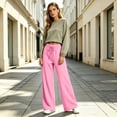 thumbnail image 5 of Women's Wide Leg Pants High Waisted Drawstring Elastic Waist Casual Loose Palazzo Solid Color Trousers with Pockets, 5 of 7