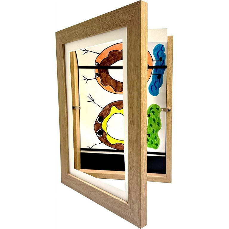  2 Pack Children Art Projects 11.8'' x 8.3'' Kids Art Frames, A4  Art-Work Wooden Kid Art Frame Front Opening Changeable Picture Display,  Horizontal & Vertical Art Display for Kids Artwork, Crafts