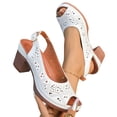 thumbnail image 5 of HVOBTTY Women's Summer Casual Knit Thick Sole Open Toe Sandals Comfortable Lightweight Walking Shoes White, 43, 5 of 5
