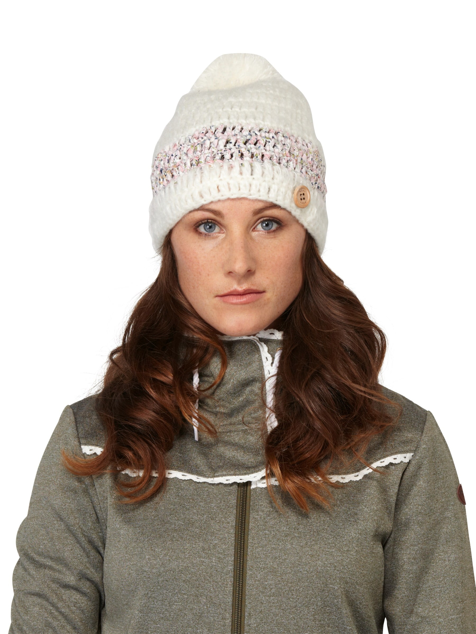Roxy Flower Power Knit Beanie Hat (Bright White, One Size)