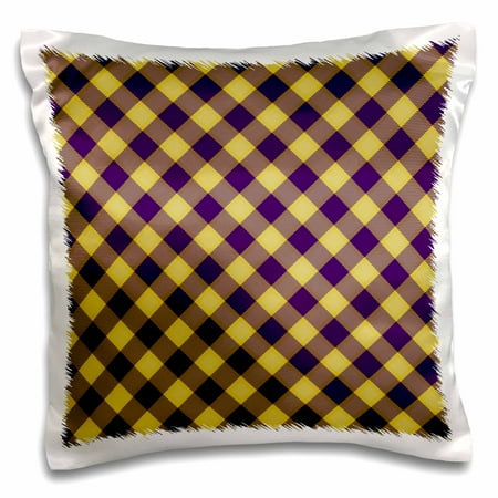 Yellow Gold Tulip 3dRose Purple and Gold LSU Tartan Dark purple and yellow - Pillow Case, 16 by 16-inch ()