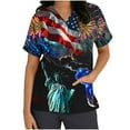 thumbnail image 3 of Jinhomg Womens Scrub Tops Independence Day American Flag Shirts Summer Short Sleeve Working Uniform 4Th of July Patriotic T Shirt Multicolor XL, 3 of 6