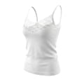 thumbnail image 3 of Asxite Tank Tops for Women Sleeveless Solid Color Lace Spliced Bateau Neck Trendy Casual Blouse, 3 of 5