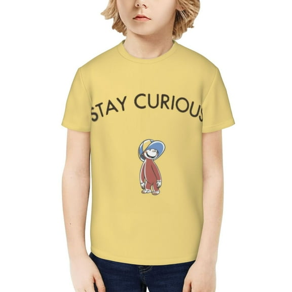 Curious George Shirt Kids 3D Printing Cartoon T Shirts Crewneck Short Sleeve Shirts Tee Gifts for Boys and Girls