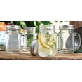 thumbnail image 4 of Mason Drinking Jars – Set of 4, 15.25 Oz Clear Glass Jar with Handle and Lid. – Ice-Cold Drink Glassware Logo – Glass Mugs Ideal for Cold Beverages, Juice, Smoothie, Cocktails., 4 of 9