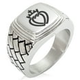 thumbnail image 1 of Stainless Steel Crown of Hearts Geometric Pattern Step-Down Biker Style Polished Ring, 1 of 1