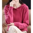 thumbnail image 6 of GigrtiJin Women's Knitted Hoodies Solid Color Casual Long-Sleeved Hooded Sweater Comfy Casual Drawstring Pullover Top, 6 of 6