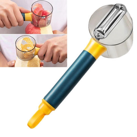 Vegetable Peeler with Container, Stainless Steel Potato Slicer with Peel Storage Box, Mess-Free Cooking Tool keeps Kitchen Counter Clean
